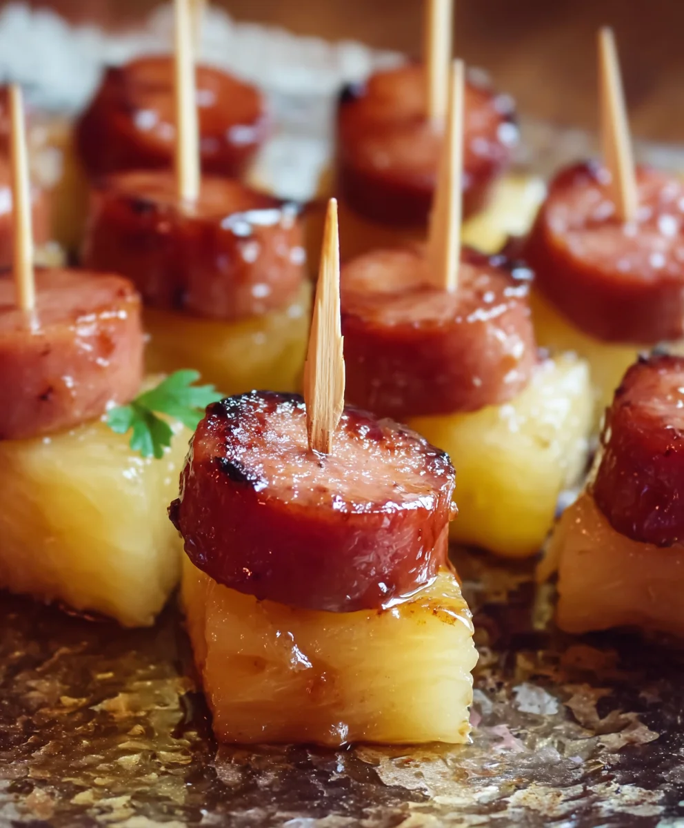 Sweet Glazed Kielbasa Pineapple Bites