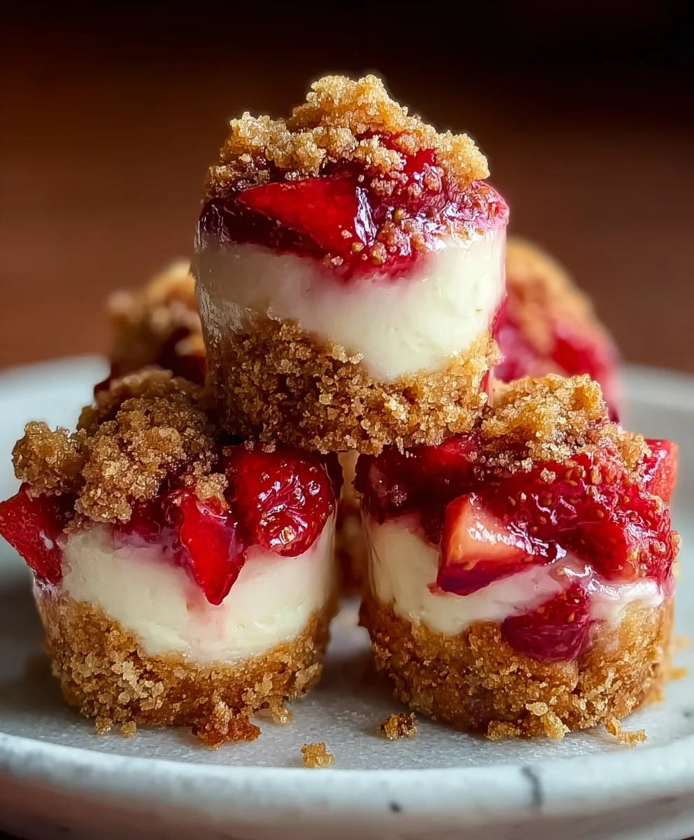 Mini Strawberry Crunch Cheesecake Bites-Easy Recipe