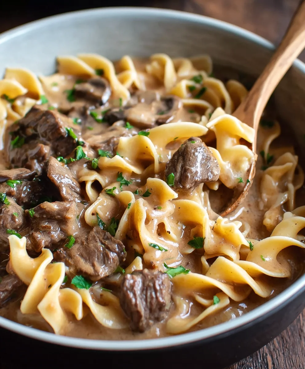 Creamy Beef Stroganoff Soup- Quick & Easy Recipe