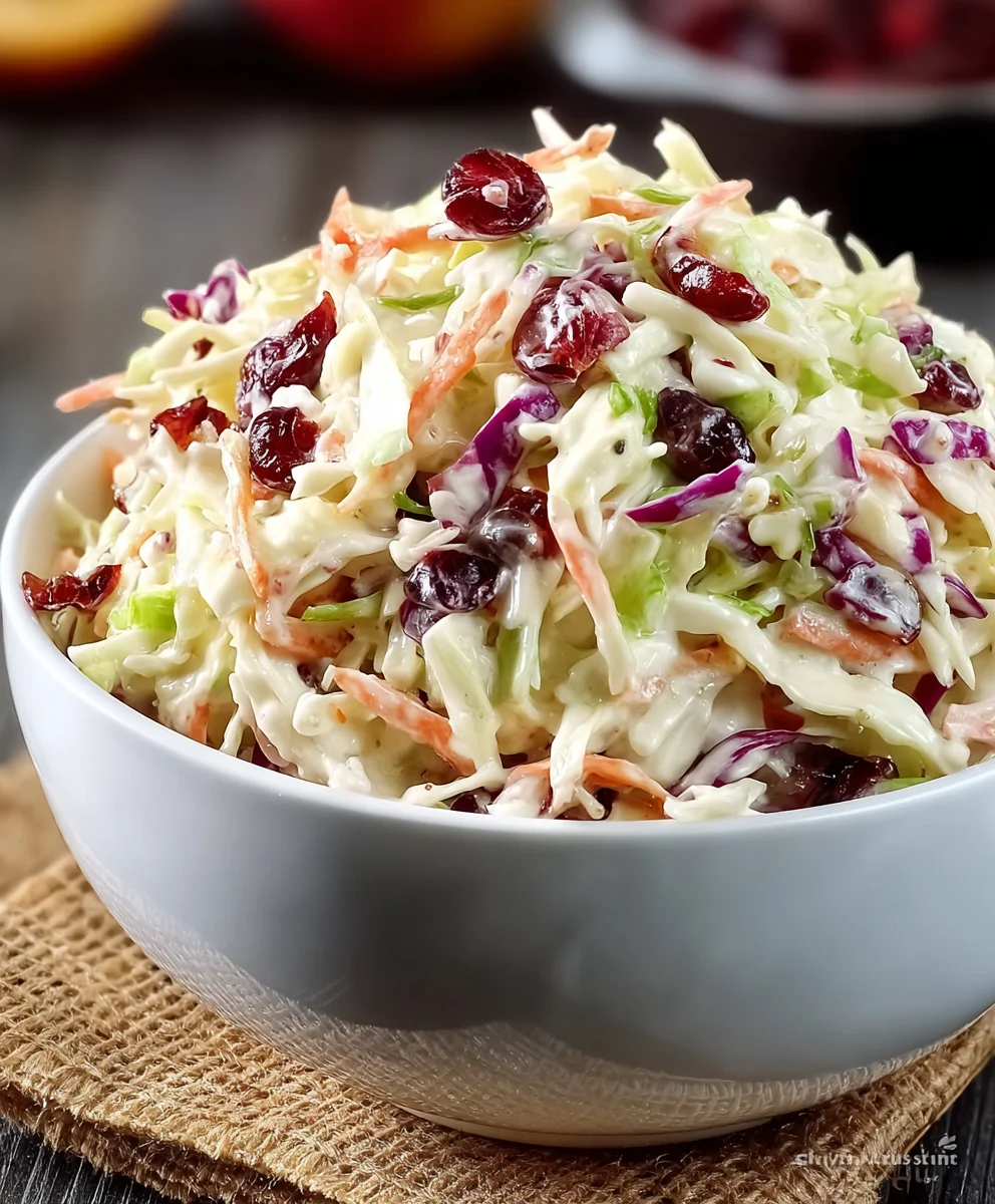Tangy Cranberry Coleslaw Recipe-Sweet & Savory Side