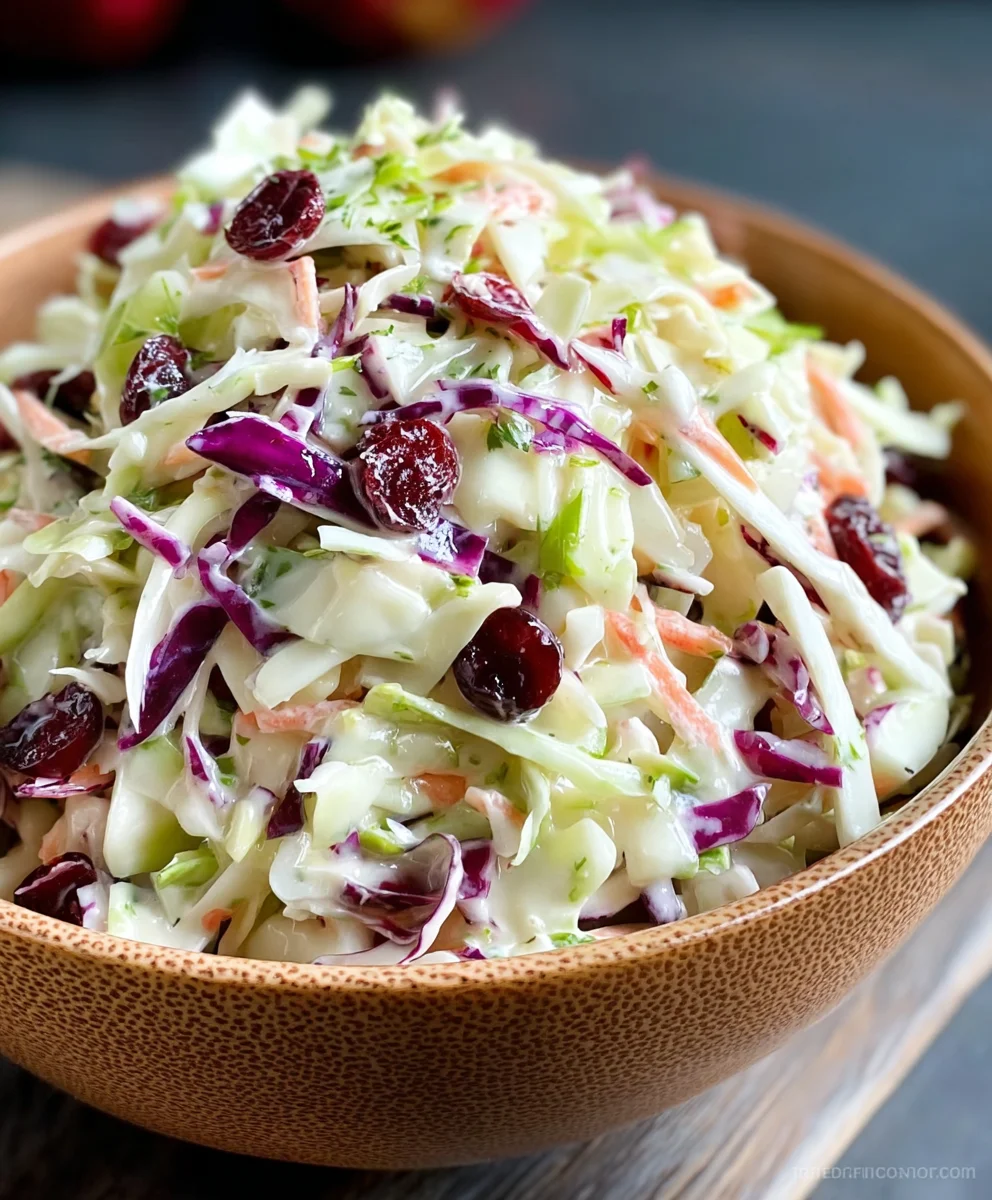 Tangy Cranberry Coleslaw Recipe-Festive Salad