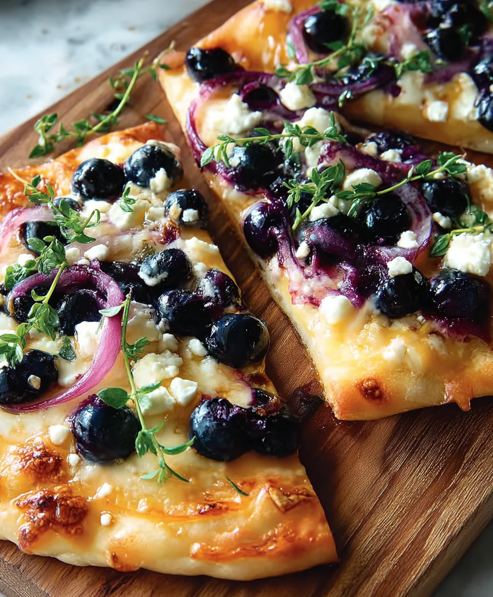 Blueberry Feta & Honey Caramelized Onion Naan Pizza