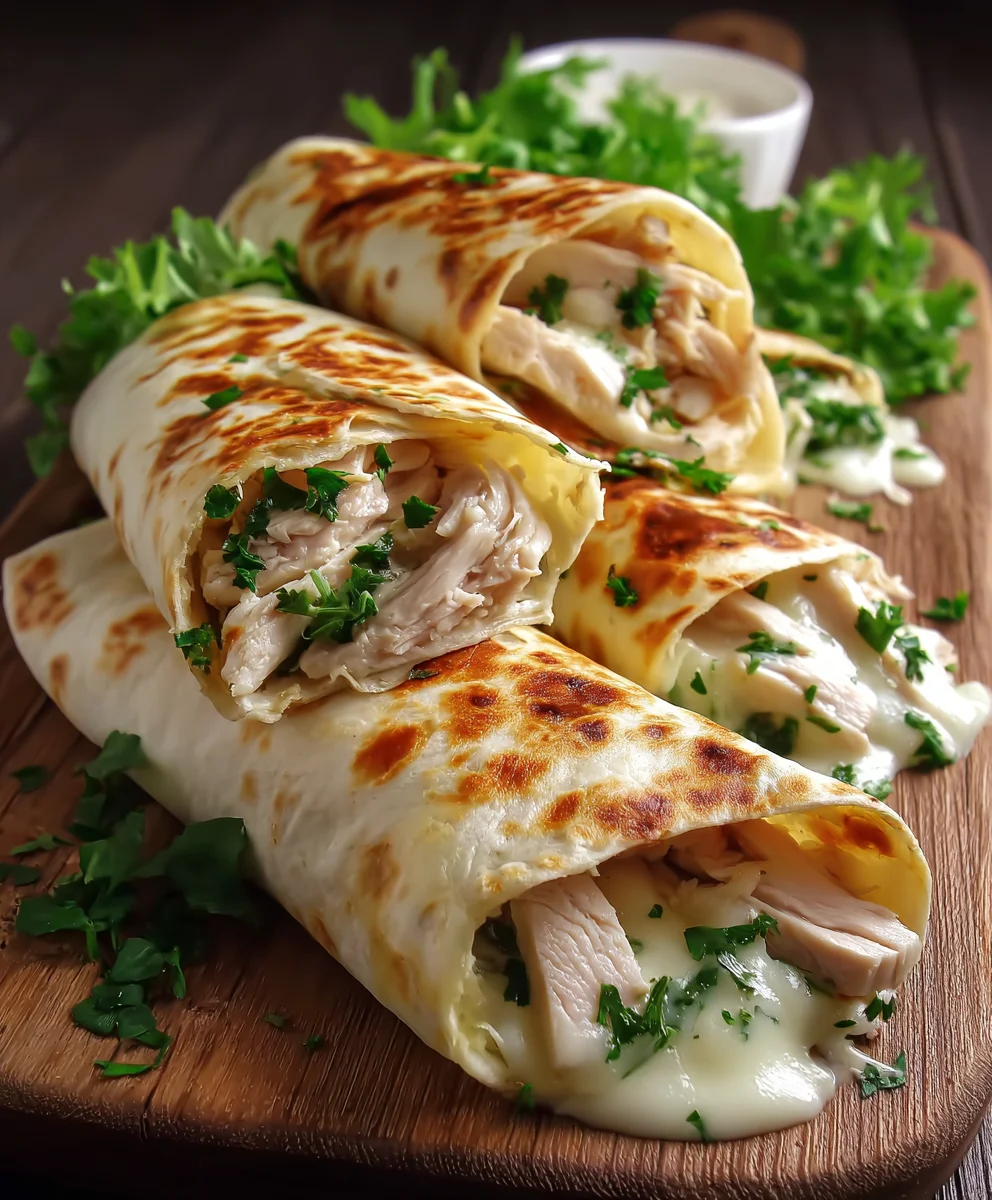Cheesy Garlic Chicken Wraps-Quick Tasty Meal