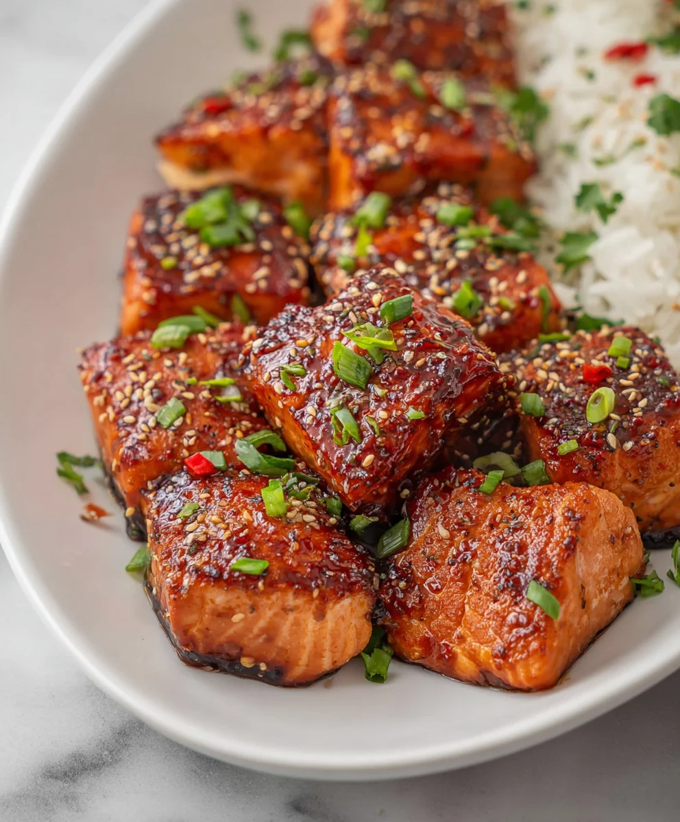 Honey Garlic Salmon Bites-Quick Easy Recipe