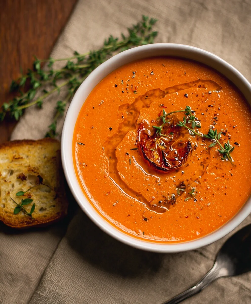 Creamy Roasted Garlic Tomato Soup - Easy & Delicious Recipe