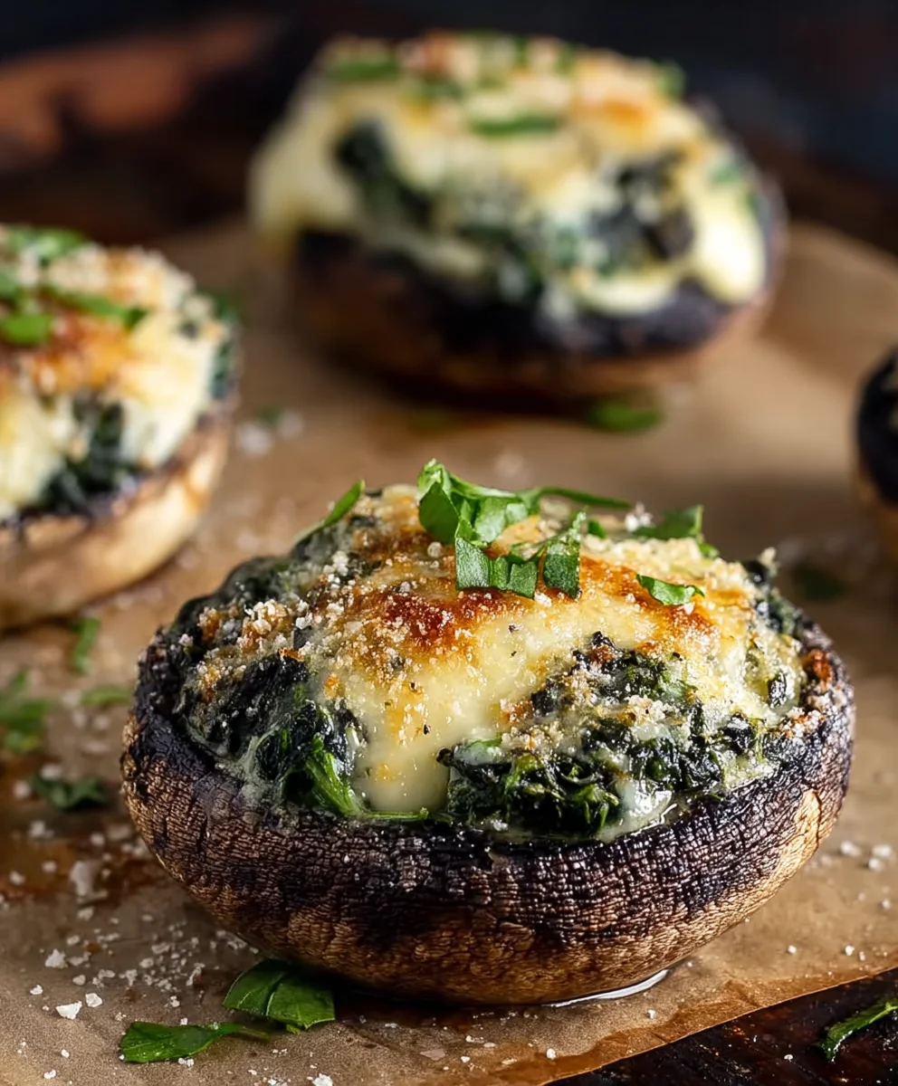 Spinach Cheese Stuffed Portobello Mushrooms Easy Recipe