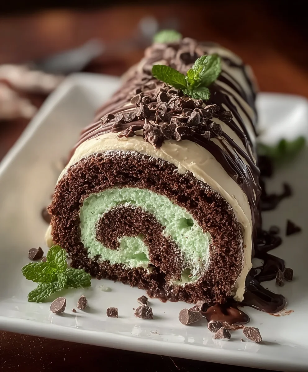 Mint Chocolate Roll Cake-Delicious Dessert Recipe