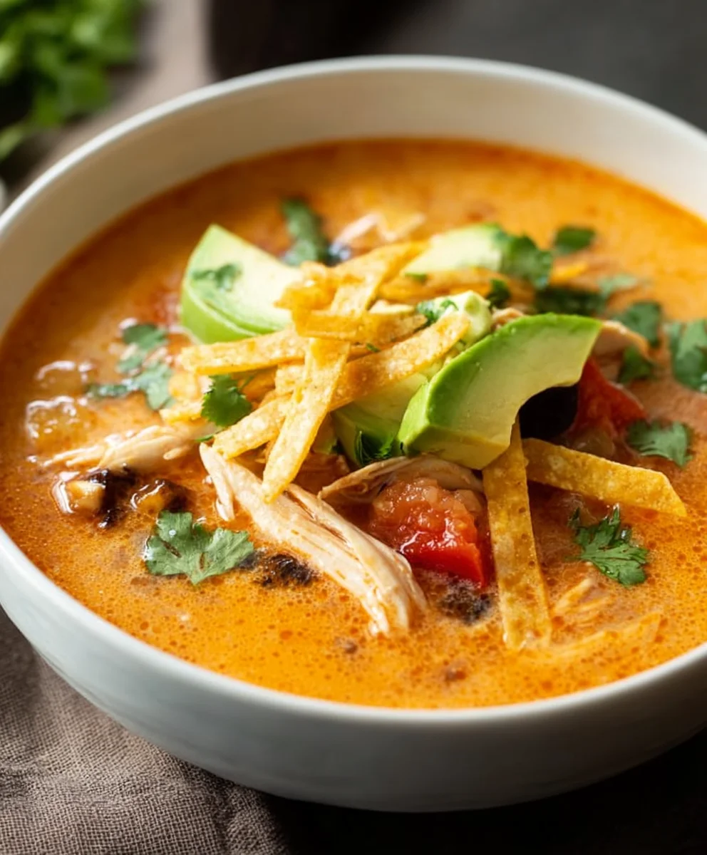 Creamy Chicken Tortilla Soup-Hearty & Delicious