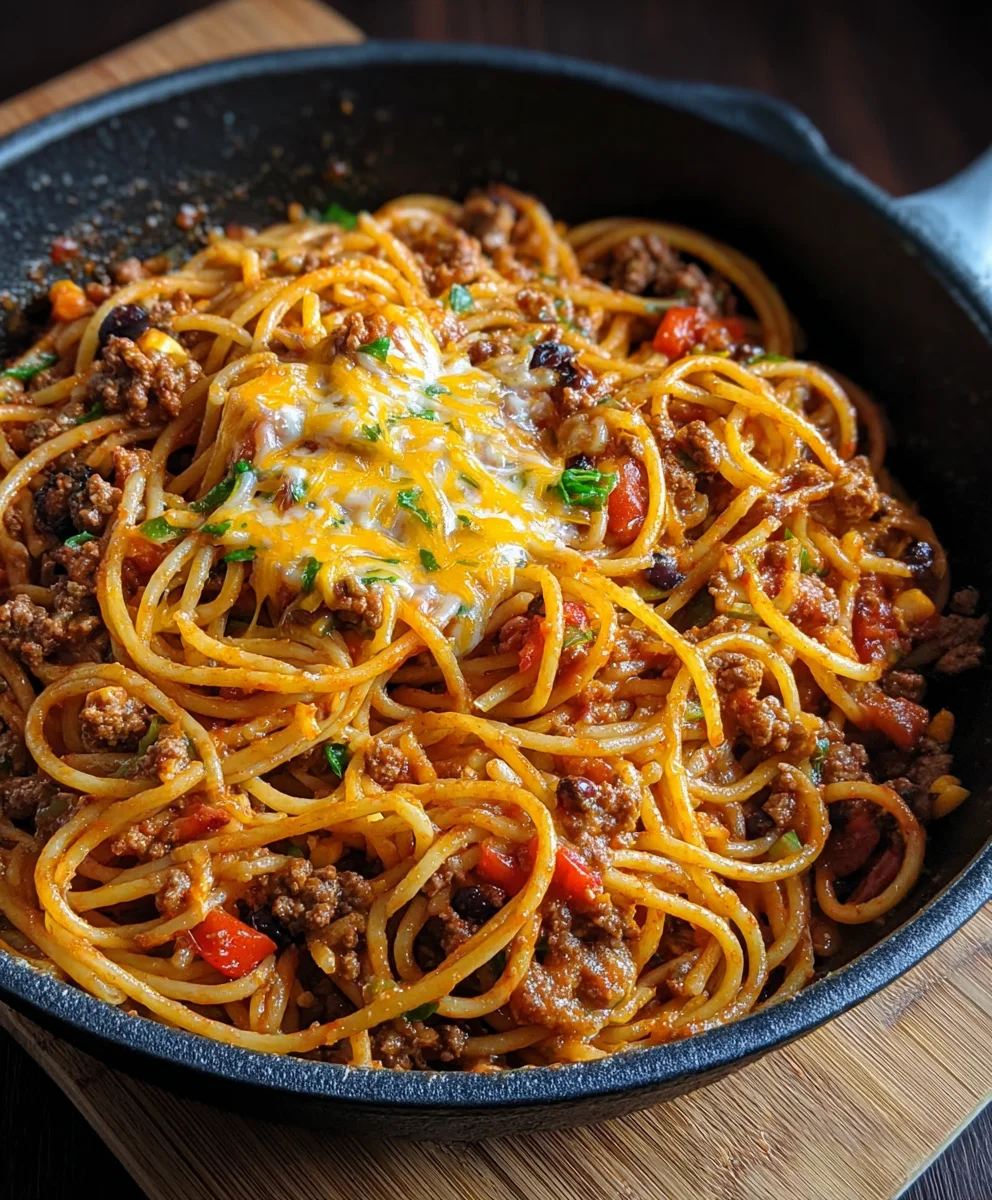 Easy One Pot Taco Spaghetti Dinner - Delicious & Quick