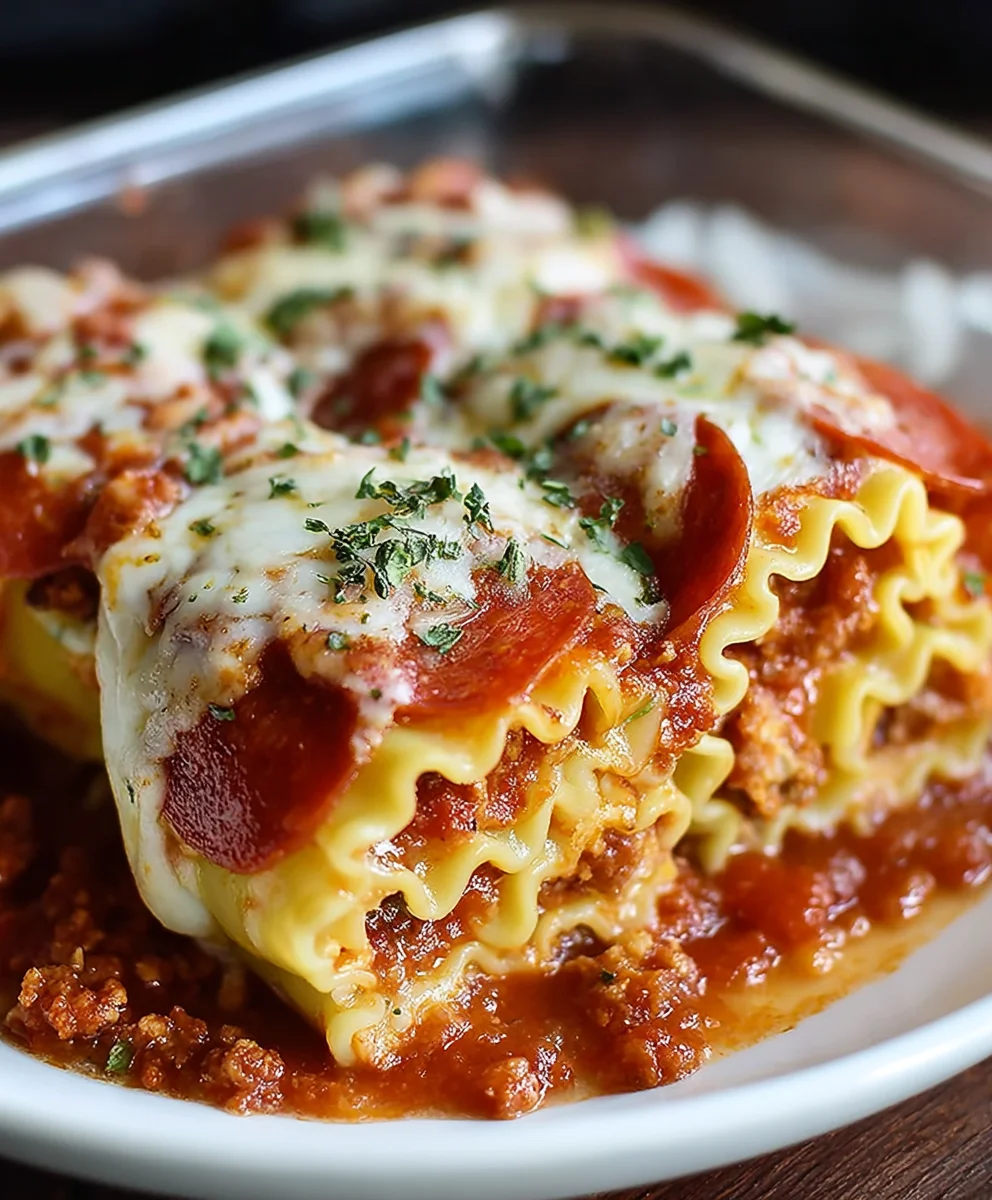 Beef Beef Pepperoni Pizza Lasagna Roll Ups - Easy Recipe