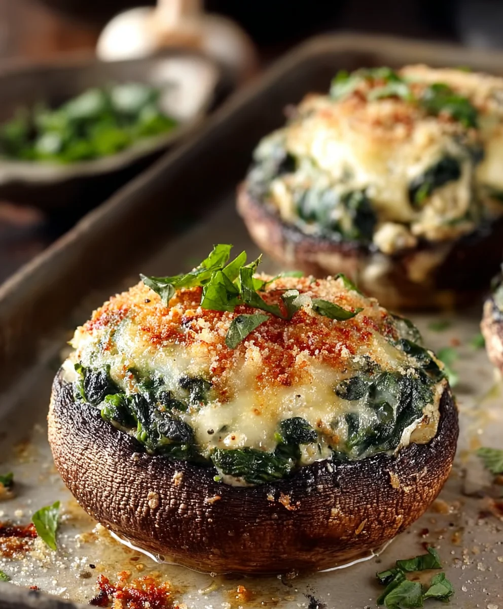 Spinach Cheese Stuffed Portobello Mushrooms Easy Recipe