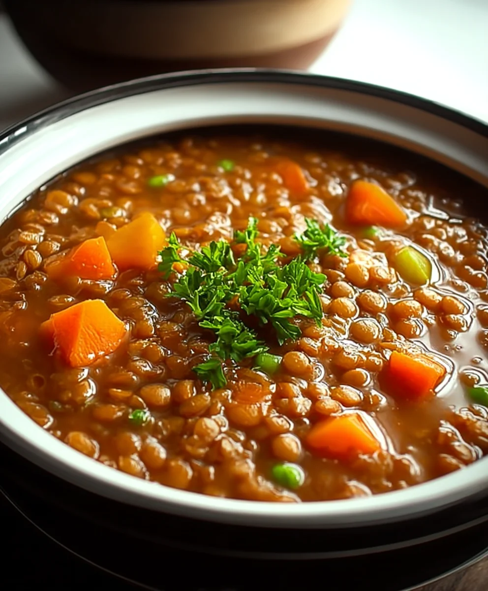 Easy Crockpot Lentil Soup - Hearty & Delicious