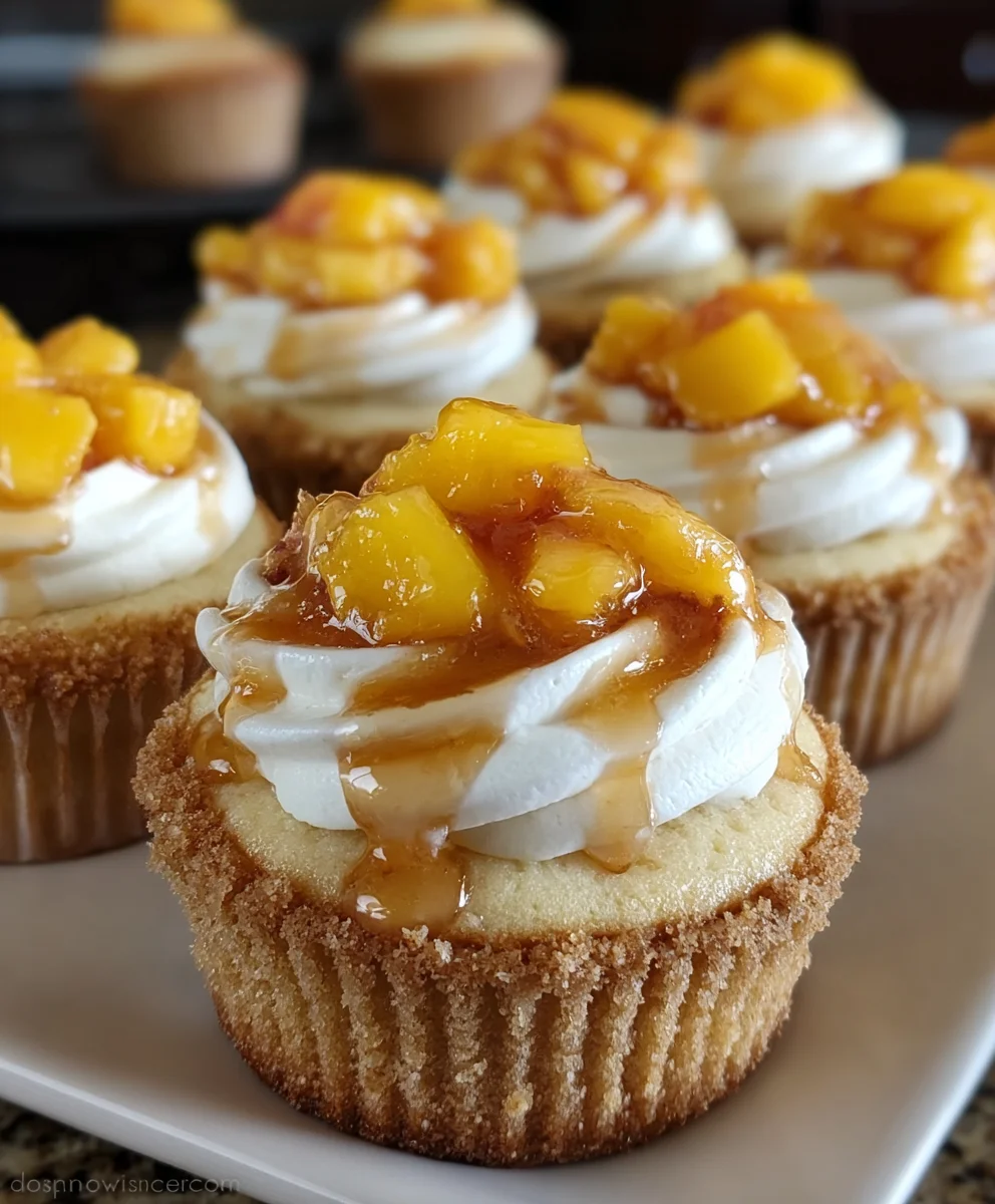 Easy Peach Cheesecake Cupcakes - Delicious Dessert