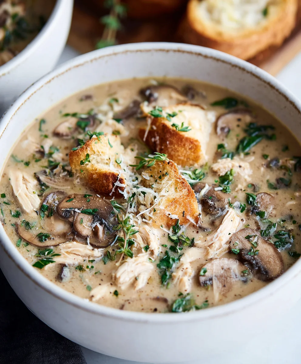 Rotisserie Chicken Mushroom Soup-Easy Comfort Meal