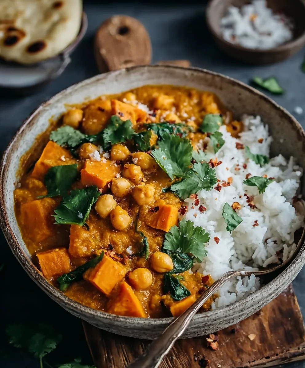 Sweet Potato Chickpea Curry- Easy & Flavorful
