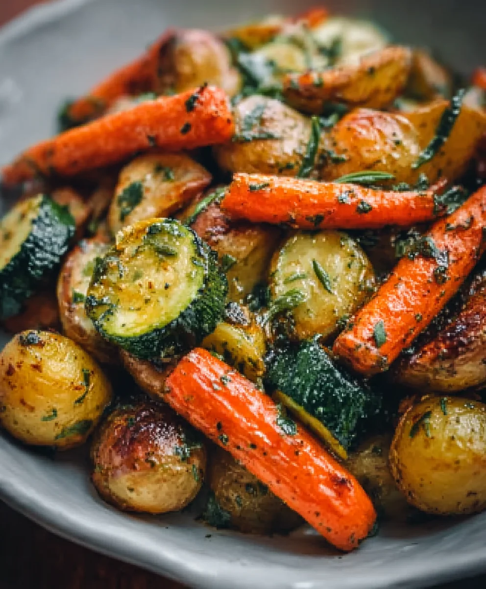 Garlic Herb Roasted Potatoes Carrots Zucchini Delight
