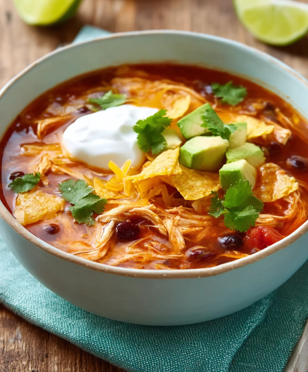 Easy Crockpot Chicken Tortilla Soup Recipe