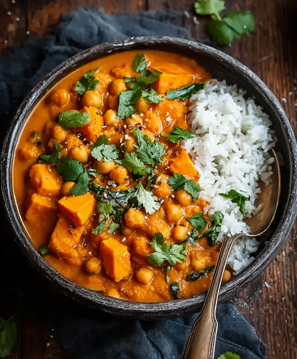 Sweet Potato Chickpea Curry- Easy & Flavorful