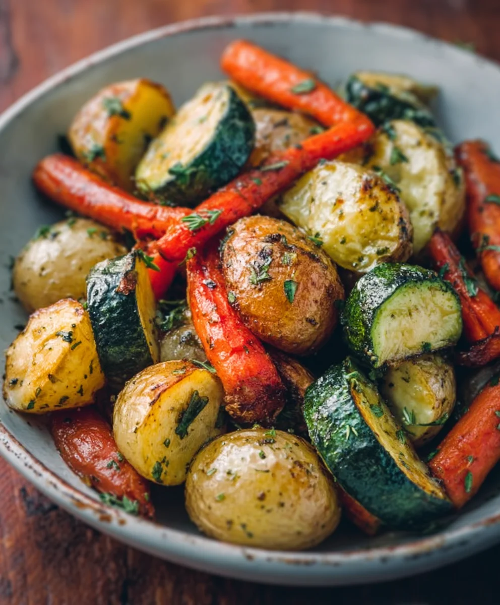 Garlic Herb Roasted Potatoes Carrots Zucchini Delight