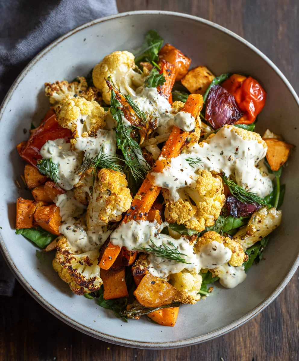 Roasted Veggie Glow Bowl-Tahini Yogurt Sauce Recipe