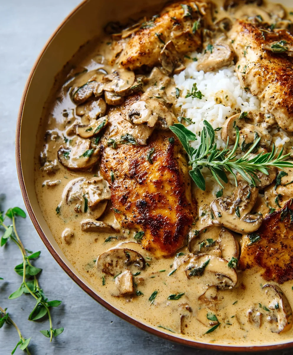 Easy Creamy Mushroom Chicken-Dinner Delight