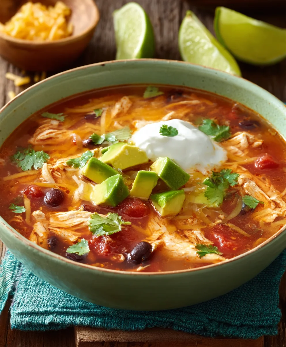 Easy Crockpot Chicken Tortilla Soup Recipe
