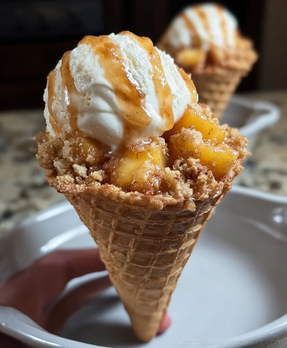 Peach Cobbler Cones