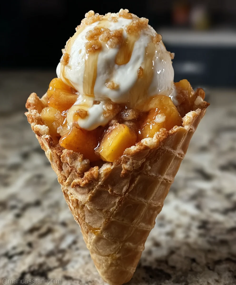 Peach Cobbler Cones- Delicious Summer Dessert