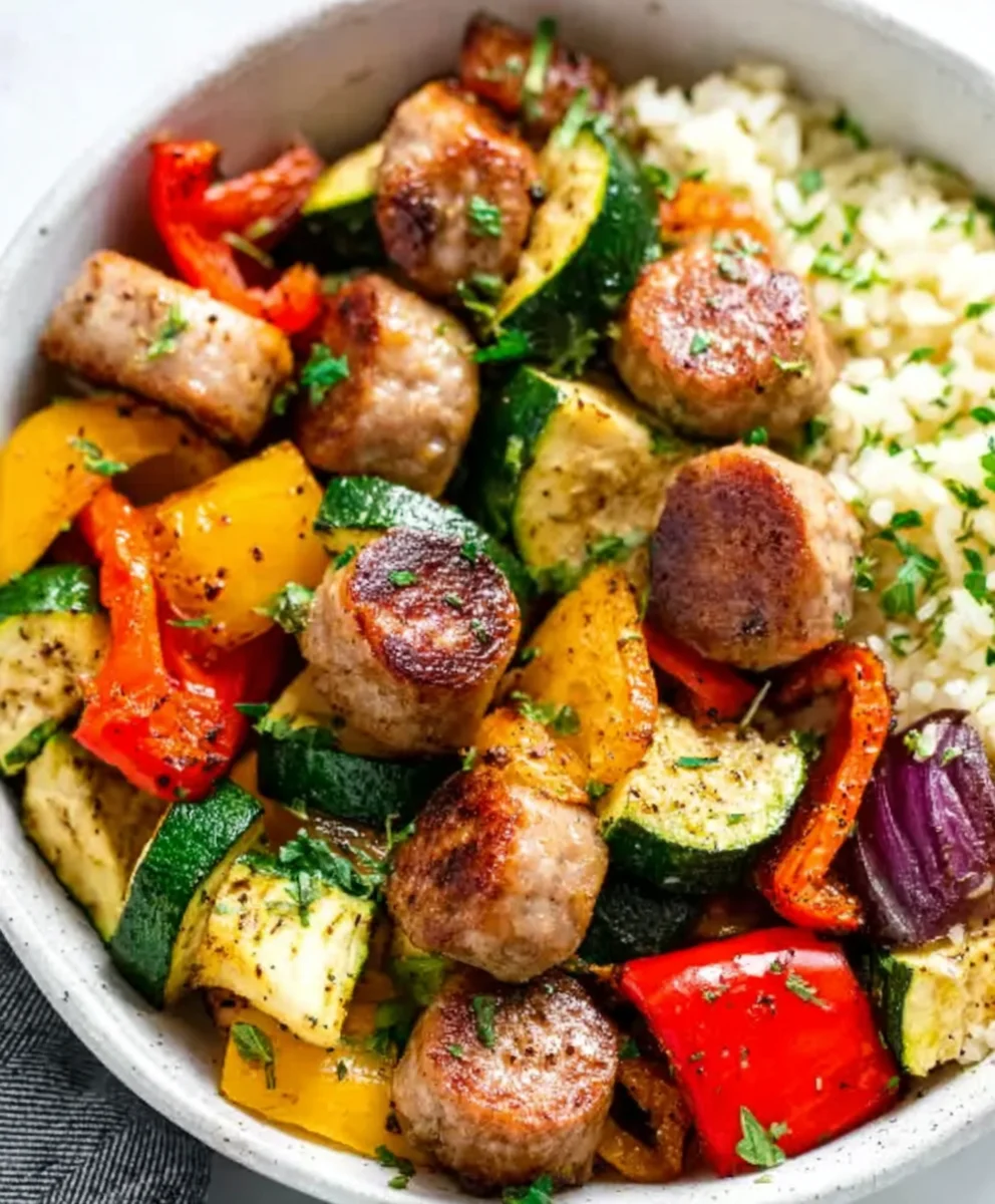 Easy Air Fryer Chicken Sausage and Veggies