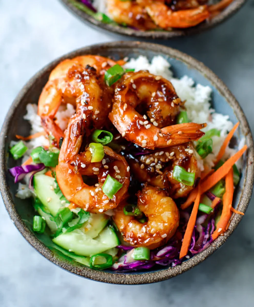 Honey Garlic Shrimp Bowls- Quick & Easy Recipe