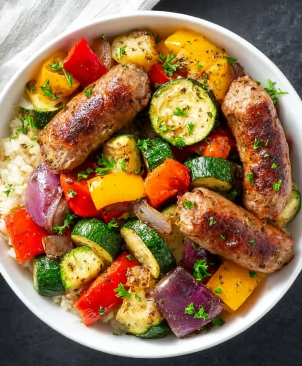 Easy Air Fryer Chicken Sausage and Veggies
