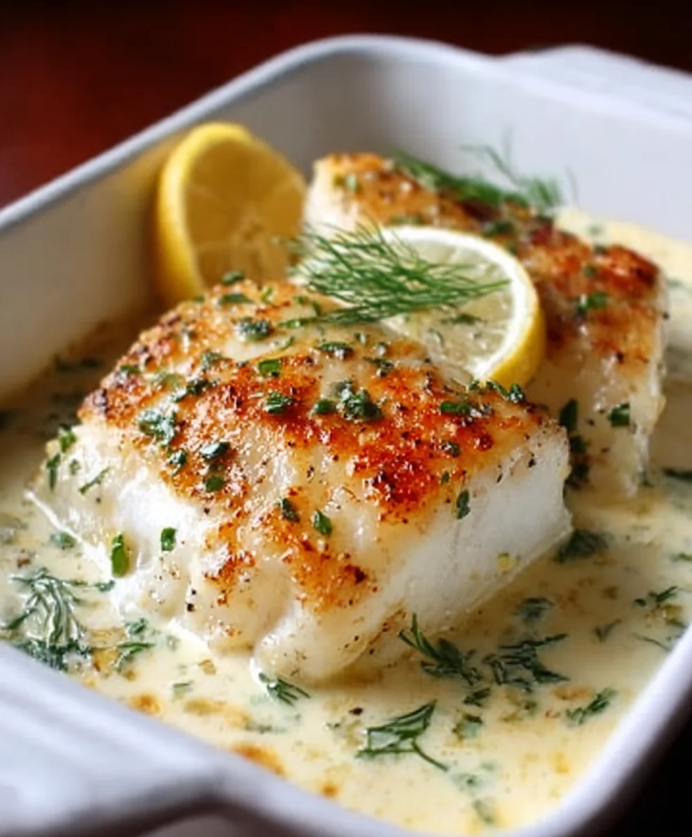 Baked Cod - Creamy Lemon Coconut Sauce