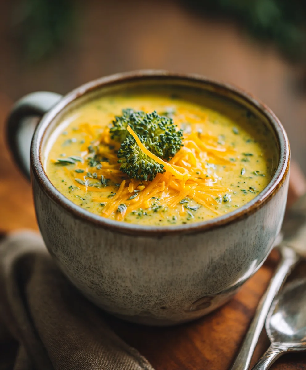 Easy Broccoli Cheddar Soup Quick Dinner Recipe