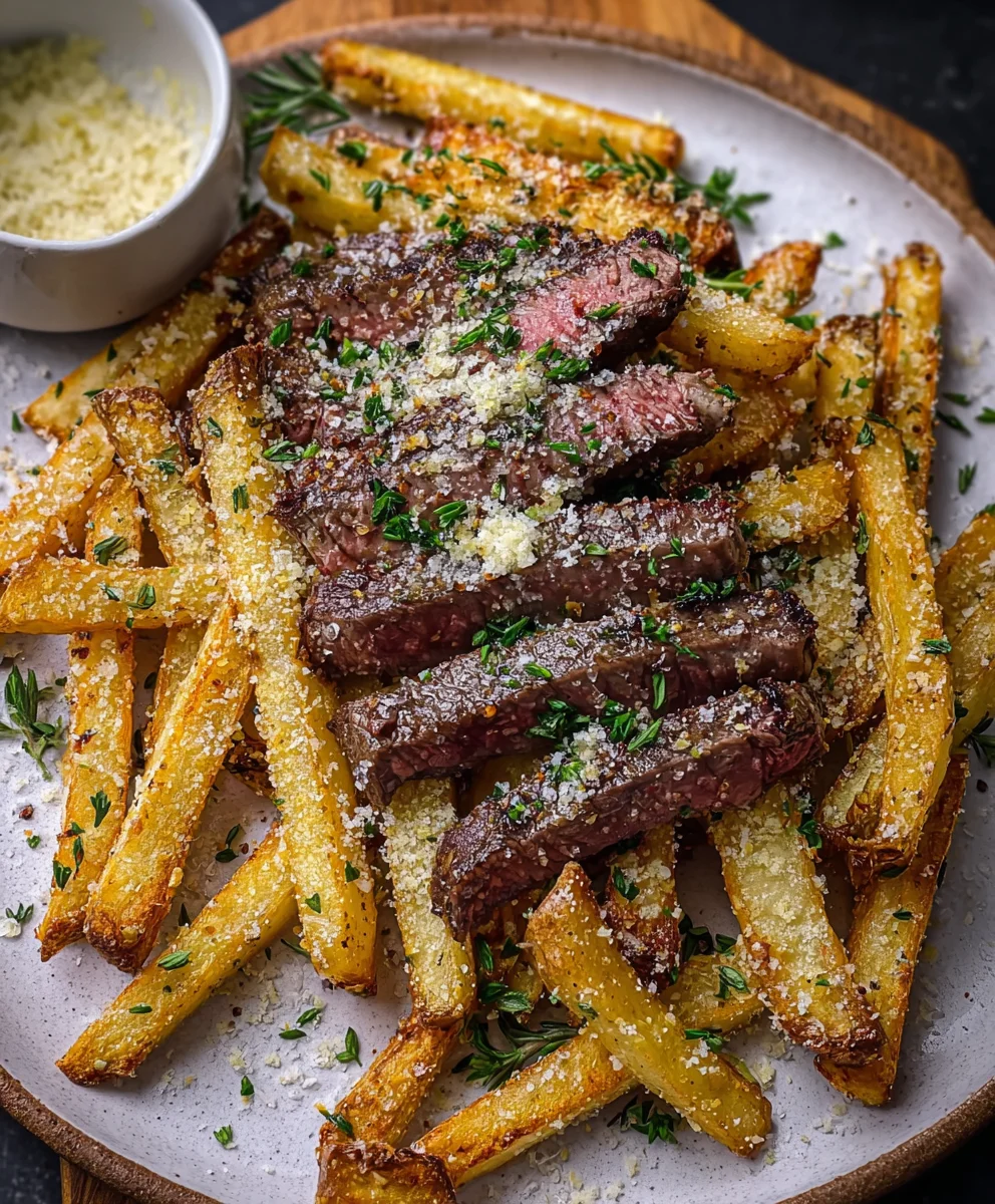 Garlic Parmesan Steak Fries-Perfectly Crispy & Flavorful
