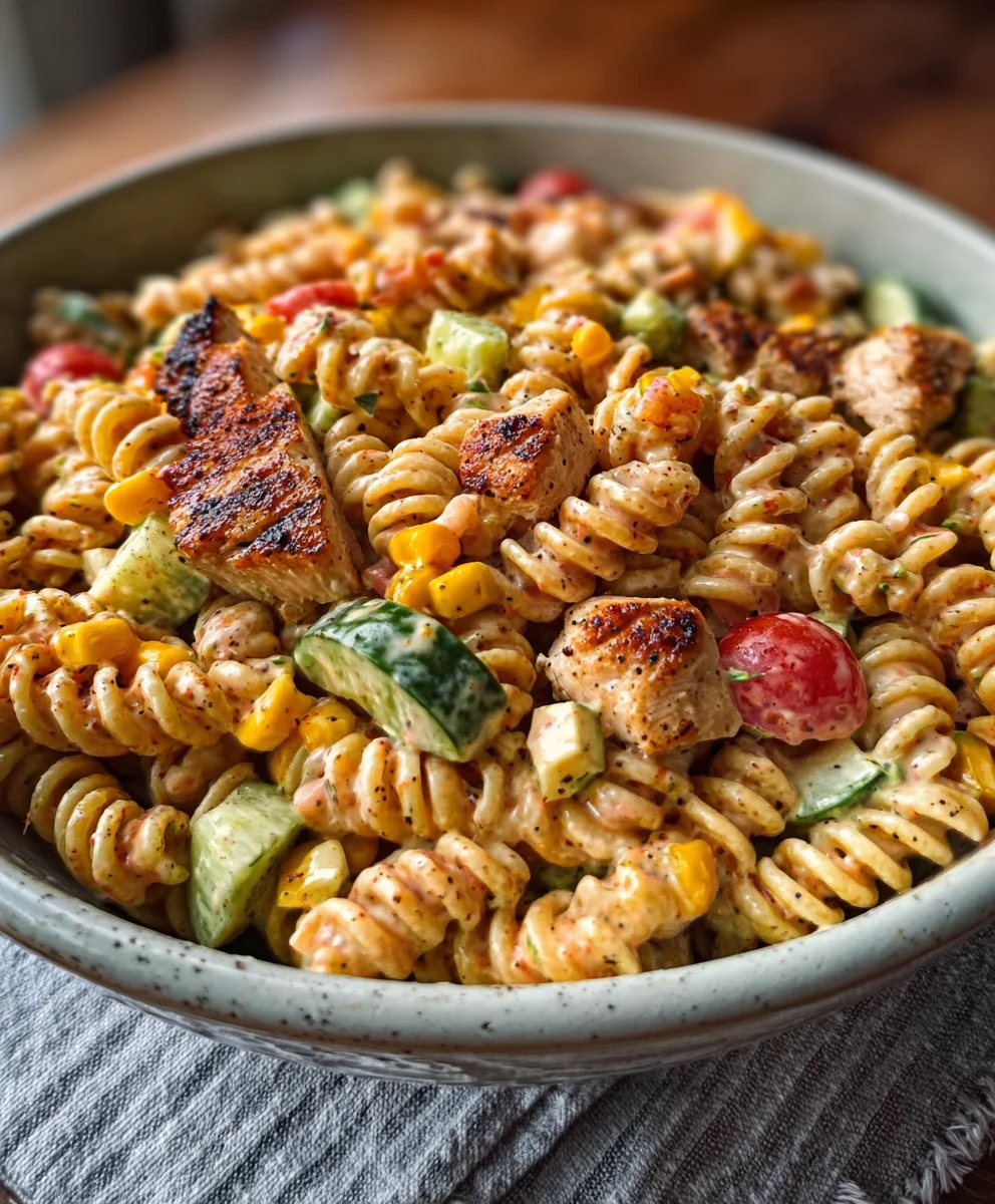 Easy BBQ Chicken Pasta Salad Recipe