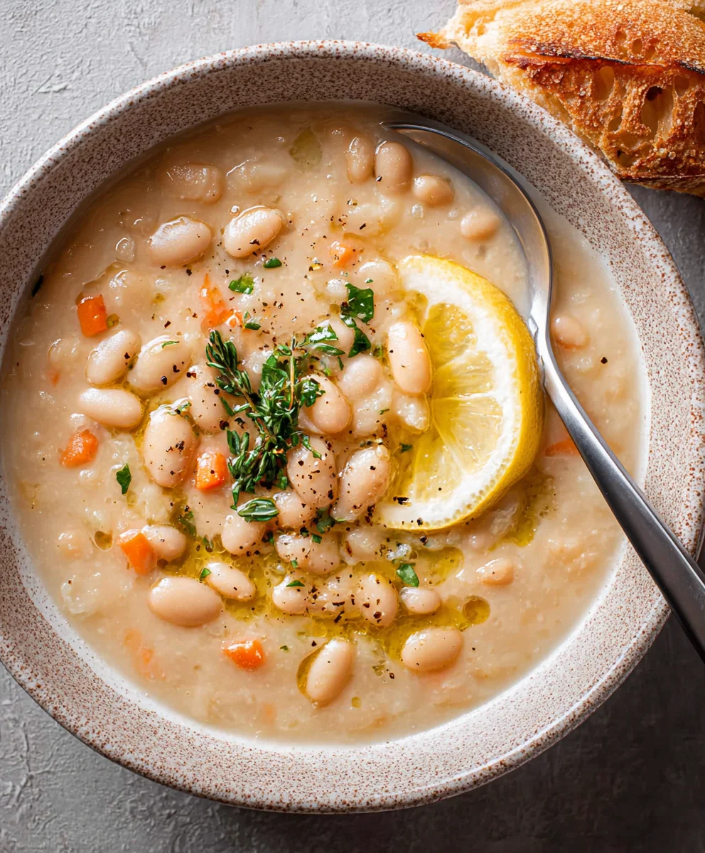 Greek White Bean Soup Garlic Lemon Flavorful