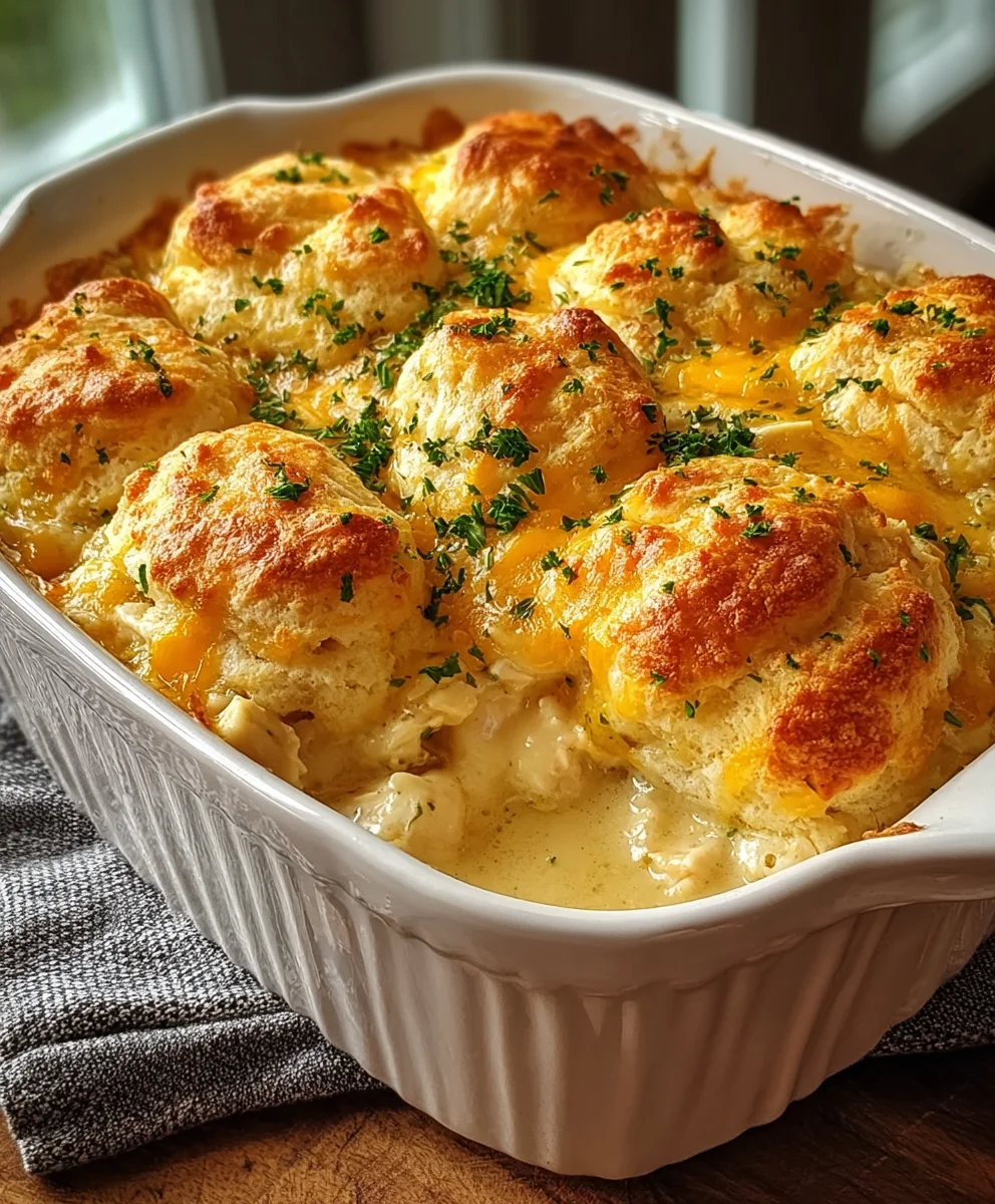 Creamy Chicken Biscuit Bake-Easy Comfort Food