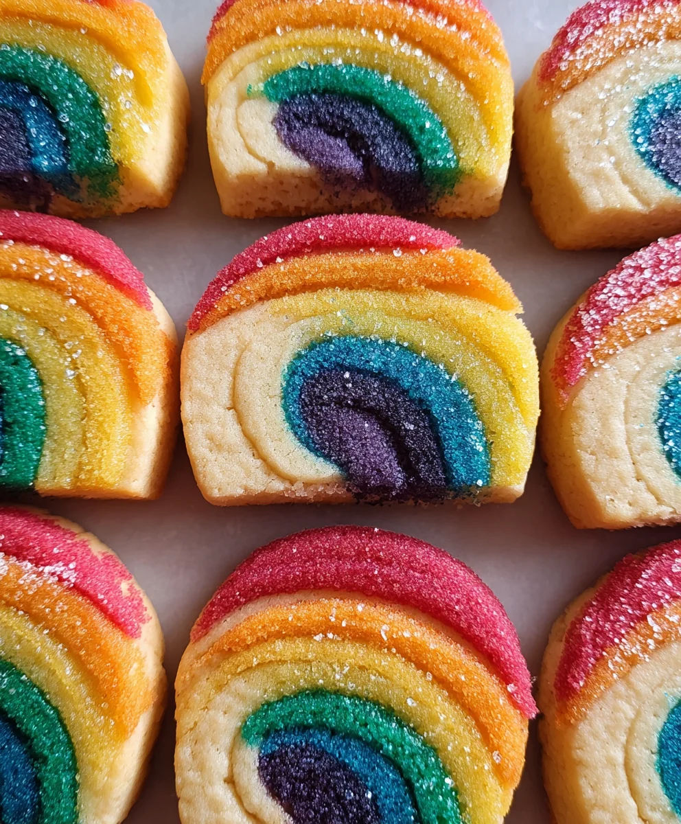 Piped Rainbow Shortbread Cookies