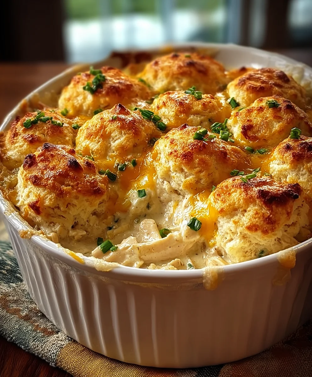 Creamy Chicken Biscuit Bake-Easy Comfort Food