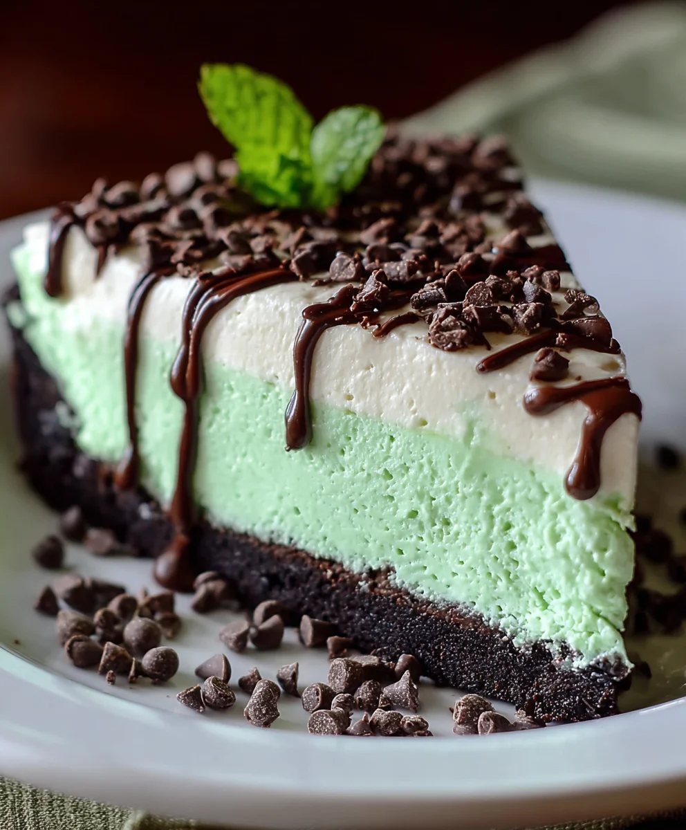 Easy No Bake Mint Chocolate Chip Cheesecake Delight