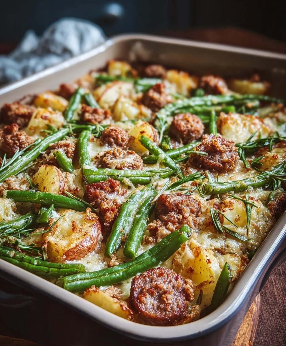 Beef Sausage Green Bean Potato Casserole - Easy Dinner