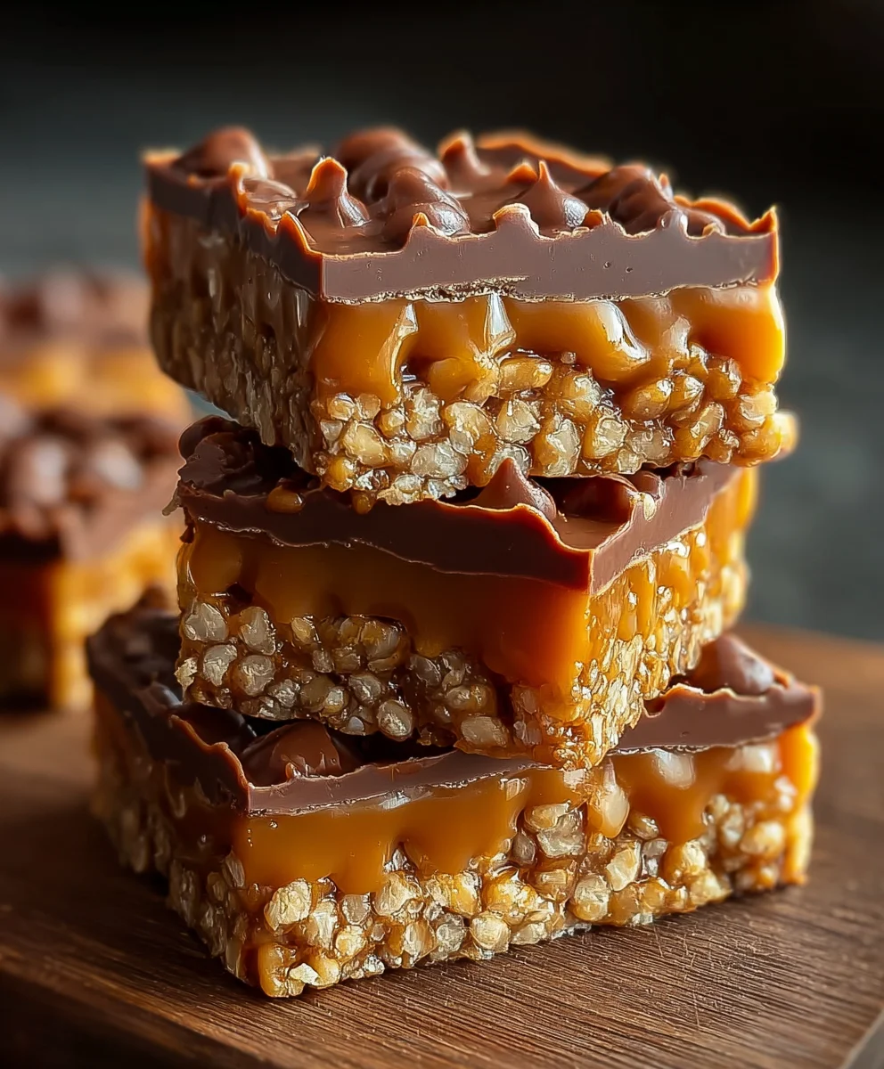 Caramel Fudge Crunch Bars-Easy No-Bake Treat