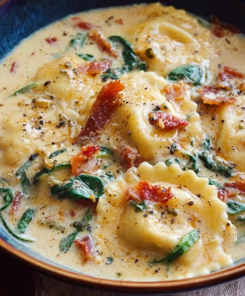 Creamy Tuscan Ravioli Soup - Easy Comfort Meal