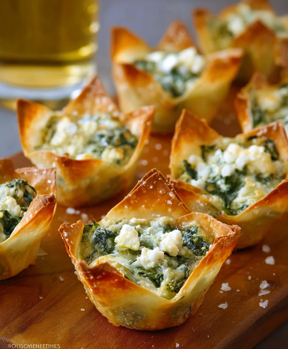 Spinach Artichoke Wonton Cups-Easy Appetizer