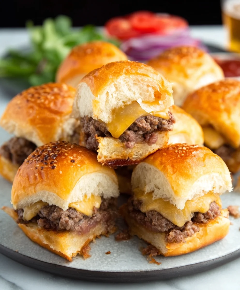 Juicy Cheeseburger Sliders- Easy Party Appetizer