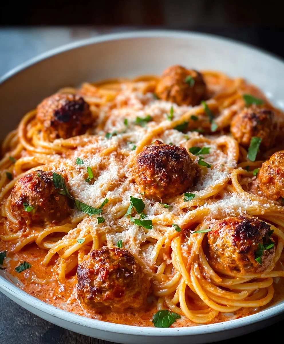 Creamy Beef Spaghetti Meatballs - Easy Comfort Food