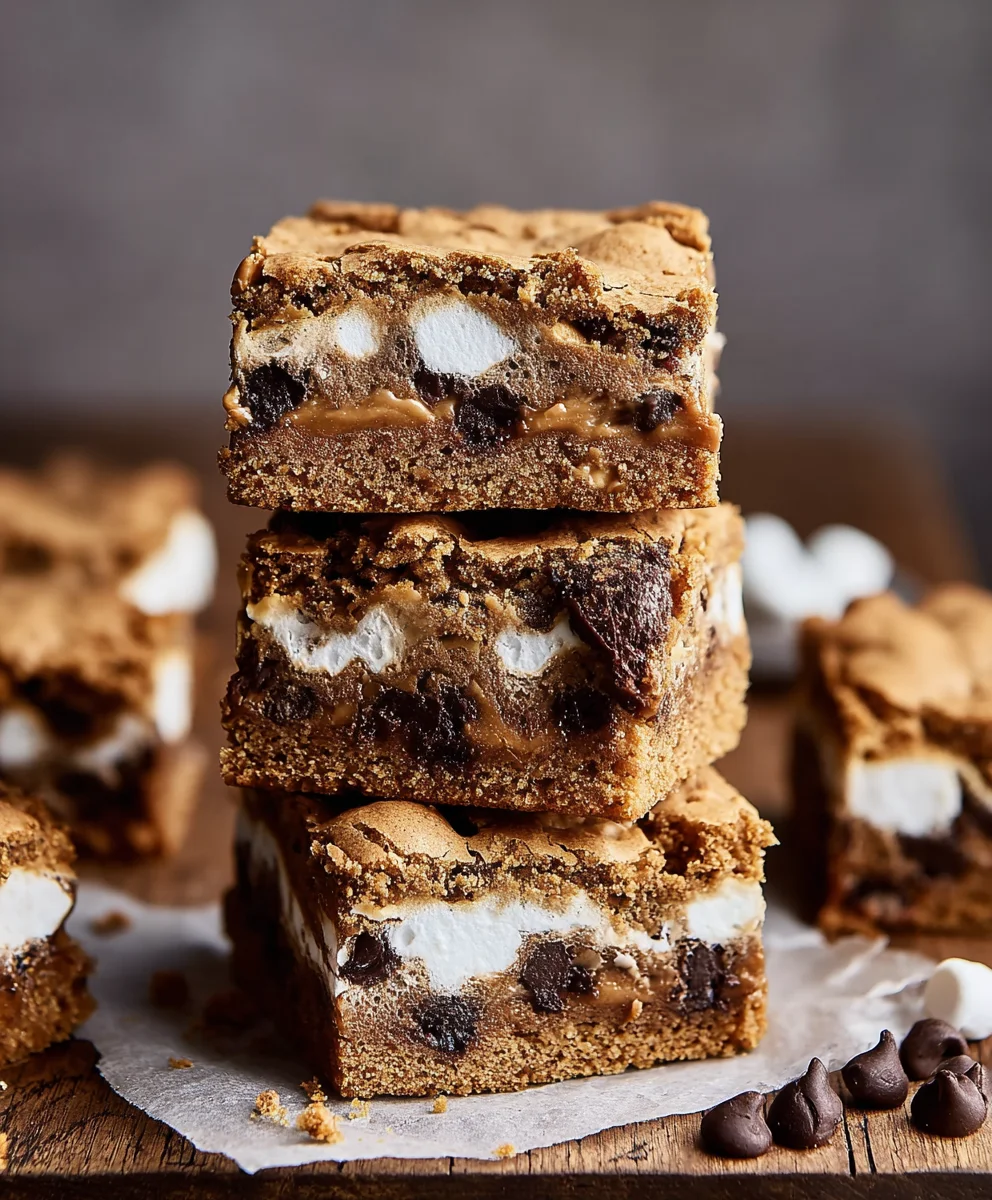 Peanut Butter Smores Blondies-Easy Dessert
