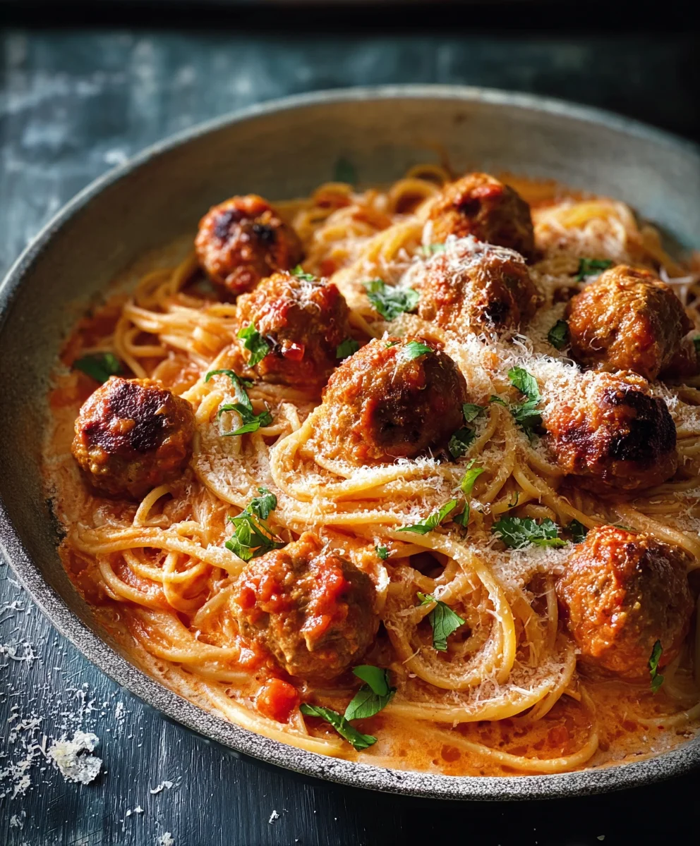 Creamy Beef Spaghetti Meatballs - Easy Comfort Food