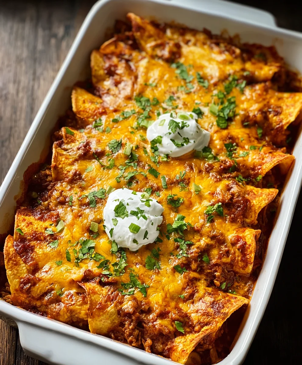 Easy Beef Tortilla Chip Enchiladas Recipe