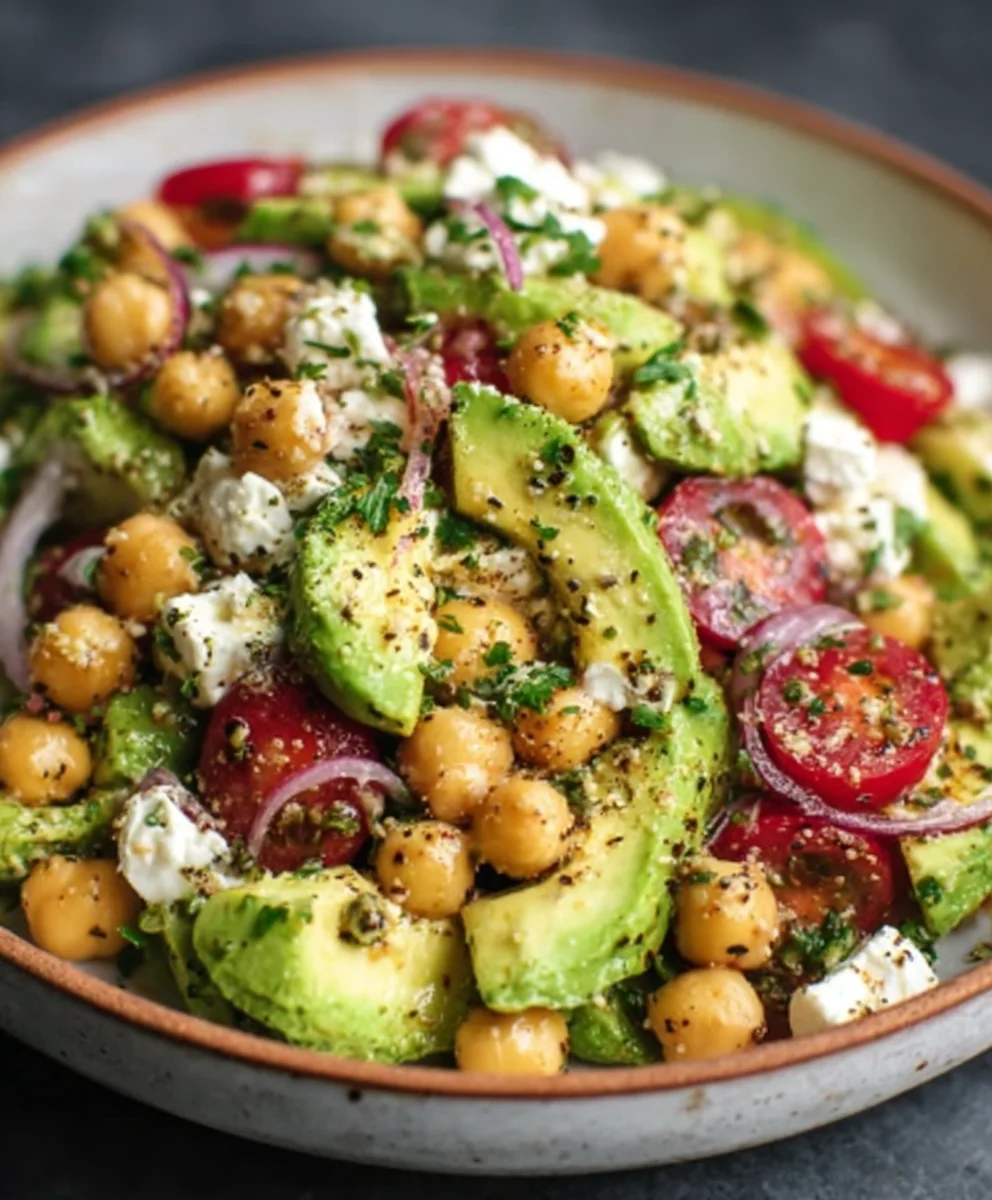 Chickpea Feta Avocado Salad - Easy Healthy Lunch